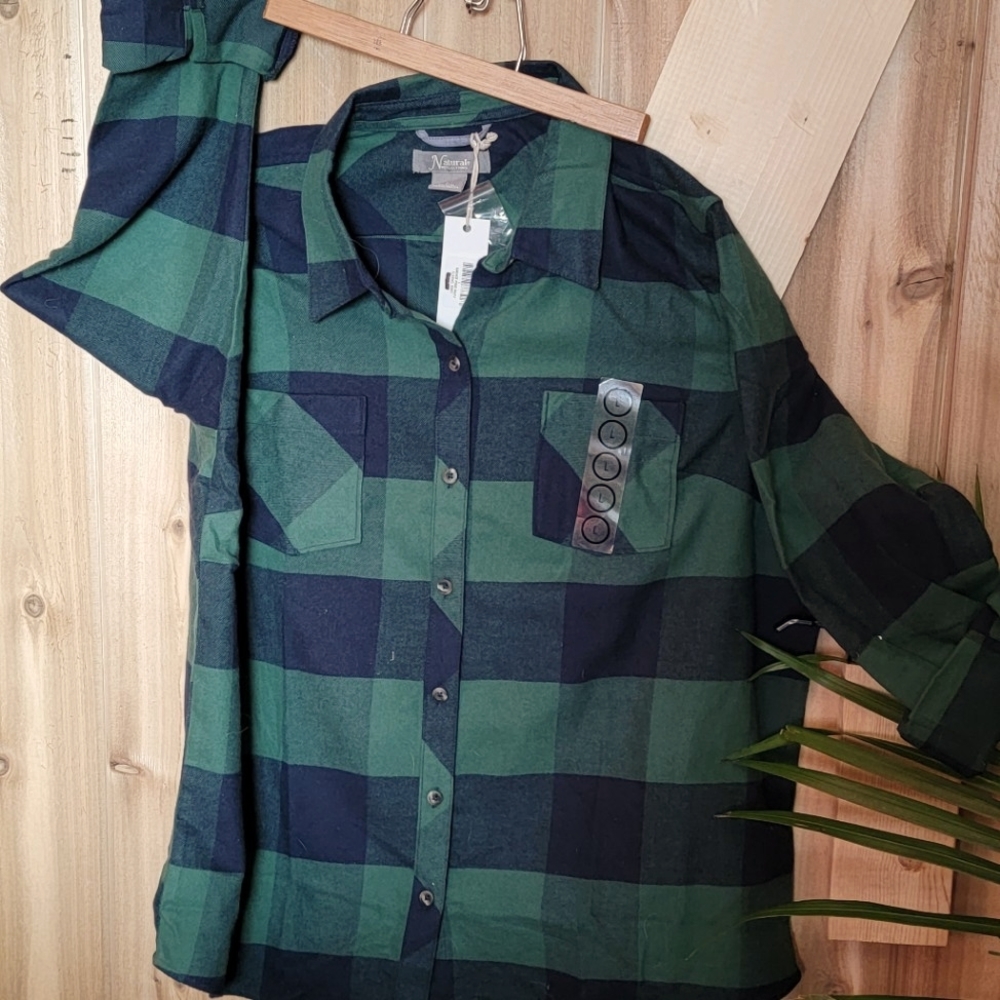 NWT cabelas green flannel plaid